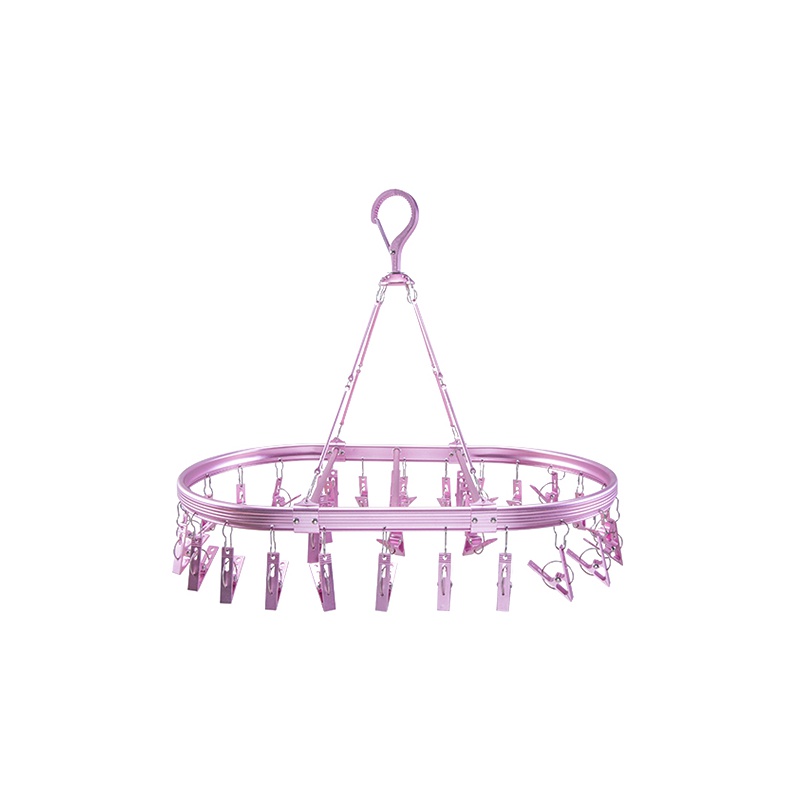 好太太（Hotata）SJ-101D 椭圆形铝合金晒衣夹豪华防风36头多夹文胸内衣袜子晾晒架