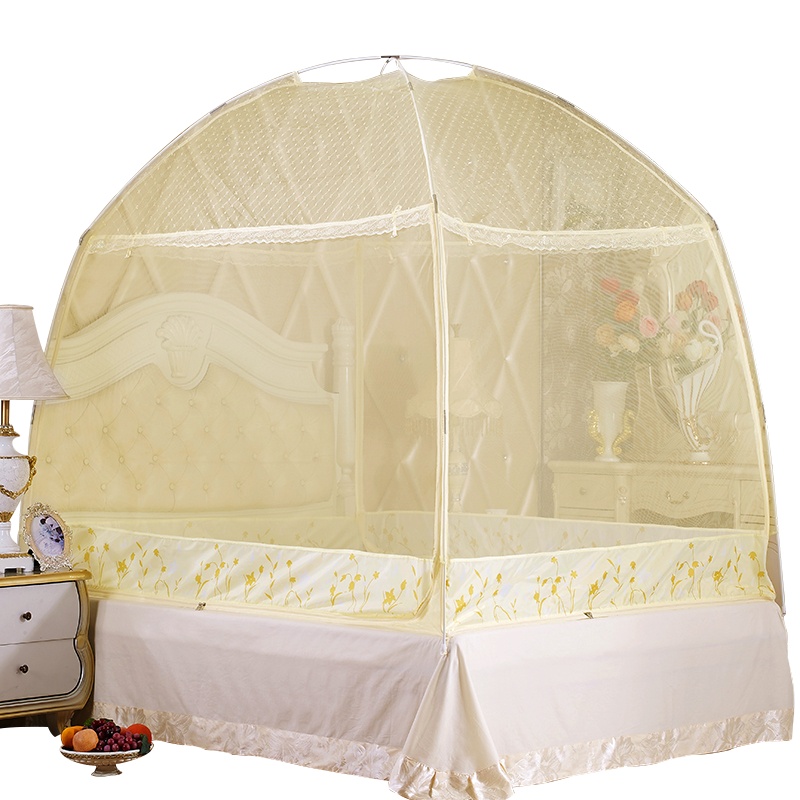 京城派 2021新款落地式蕾丝U型导轨蚊帐支架可升降家用夏天1.2/2mU型轨道式宫廷蚊帐蕾丝落地床幔欧式蚊帐