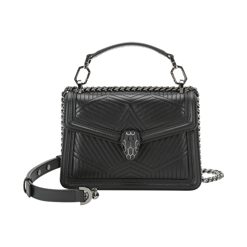 宝格丽 BVLGARI 女士 SERPENTI DIAMOND BLAST皮质蛇头扣绗缝手提单肩斜挎包290031