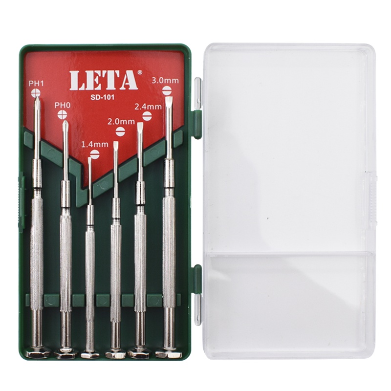 勒塔(LETA) 螺丝刀套装6件套 精密小十字一字批头组合 笔记本拆机钟表眼镜维修工具LT-SD101