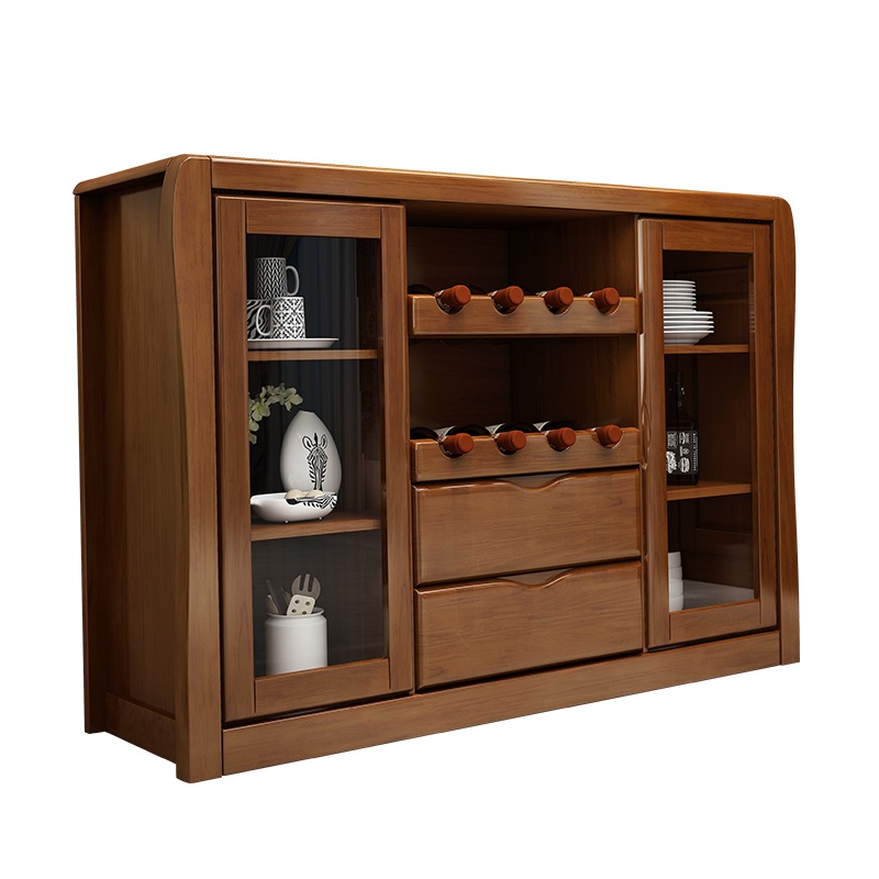 月影梳桐中式实木餐边柜餐厅储物家具茶水柜酒柜碗柜多功能橱柜