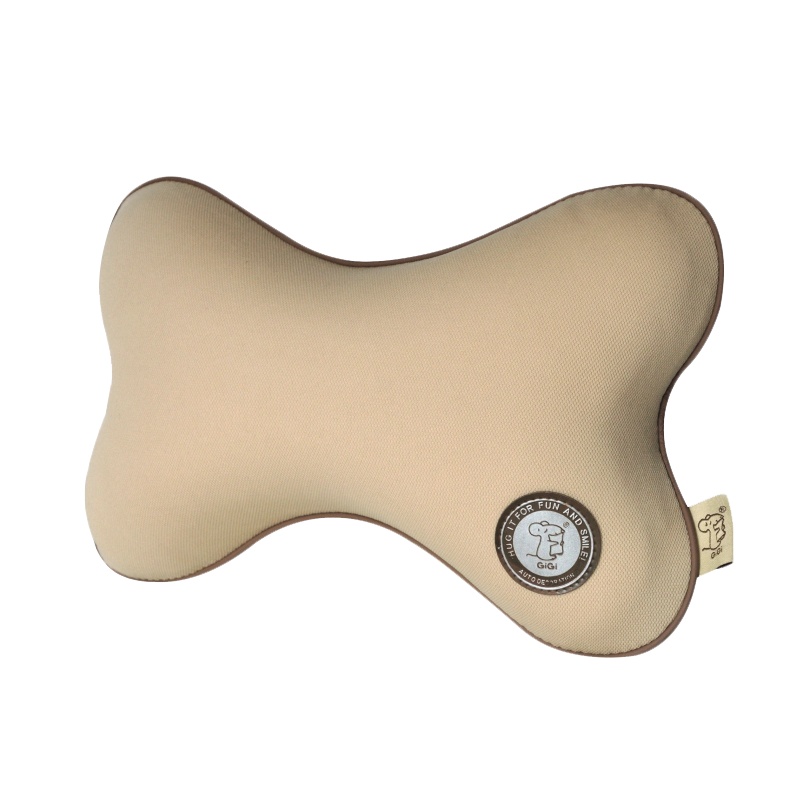 吉吉(GiGi)汽车头枕 G-1063太空记忆棉骨头枕 车用颈枕 头靠枕杏色