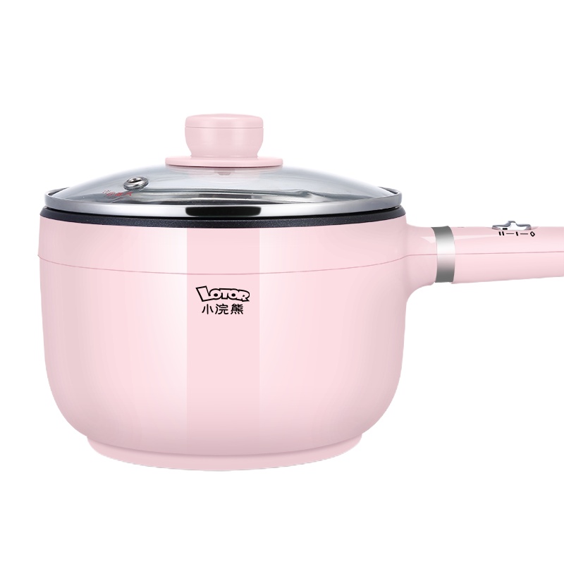 小浣熊电煮锅16C-F-BZ1.3L不粘图层内胆 环形两档加热 宿舍学生煮面神器小电锅火锅家用多功能小功率迷你寝室小锅