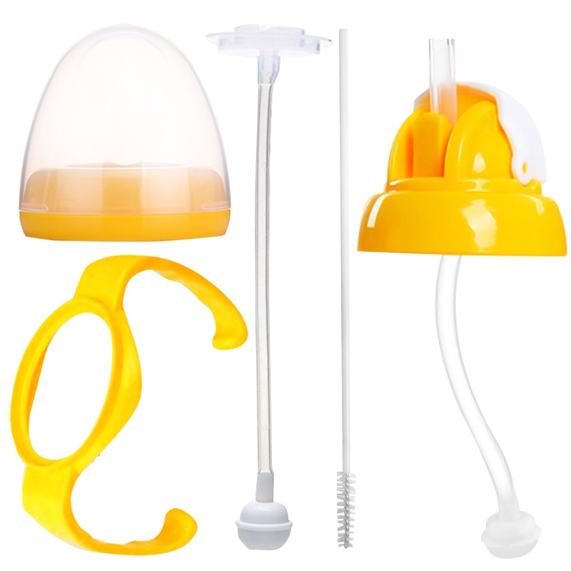 适配贝亲(PIGEON)宽口径奶瓶配件 pp盖帽BA62黄色 送宽口手柄+吸管组+水杯头0-12个月