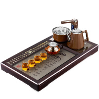 金杞(JINQI) 整套茶具全自动上水不锈钢包胶防烫电热水壶耐热保温烧水壶茶炉咖啡色紫檀木茶具套装