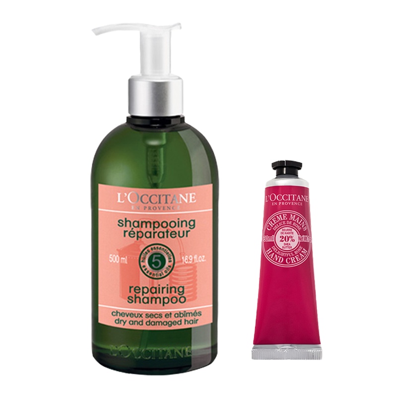 员工福利套餐(欧舒丹5合1草本精华修护洗发露 500ML+欧舒丹乳木果玫瑰润手霜30ml)