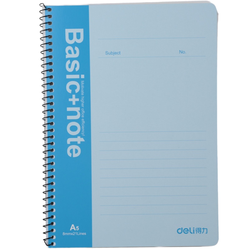 得力(deli)10本A5/60页螺旋装订本软抄本记事本笔记本子 7683