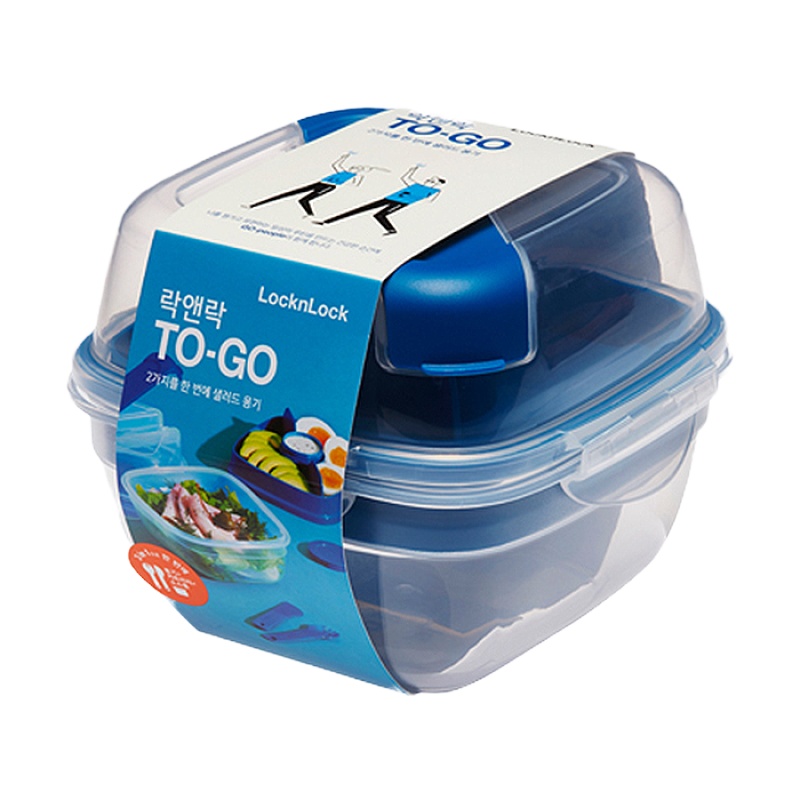 乐扣乐扣(LOCK&LOCK)TOGO系列餐盒 水果沙拉餐盒(双层)HSM8440TL便携保鲜盒950ml