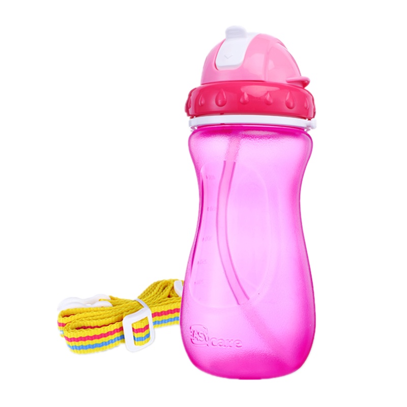 easycare伊斯卡尔安全儿童水壶婴儿吸管杯防漏喝水杯宝宝学饮杯450ml粉色