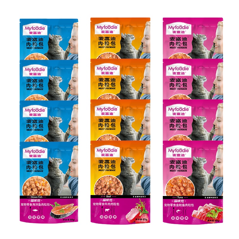 麦富迪猫零食猫咪恋肉粒包营养增肥发腮猫罐头湿粮包湿粮85g*12包