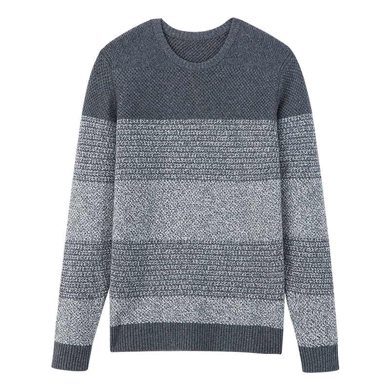 鄂尔多斯ERDOS 秋冬100%山羊绒圆领时尚翻花羊绒衫男士针织衫/毛衣