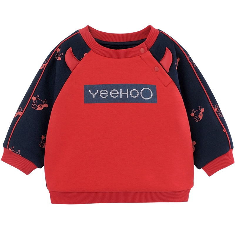 英氏儿童时尚保暖男童上衣新年装 2020秋冬新款 YRTAJ40241A01