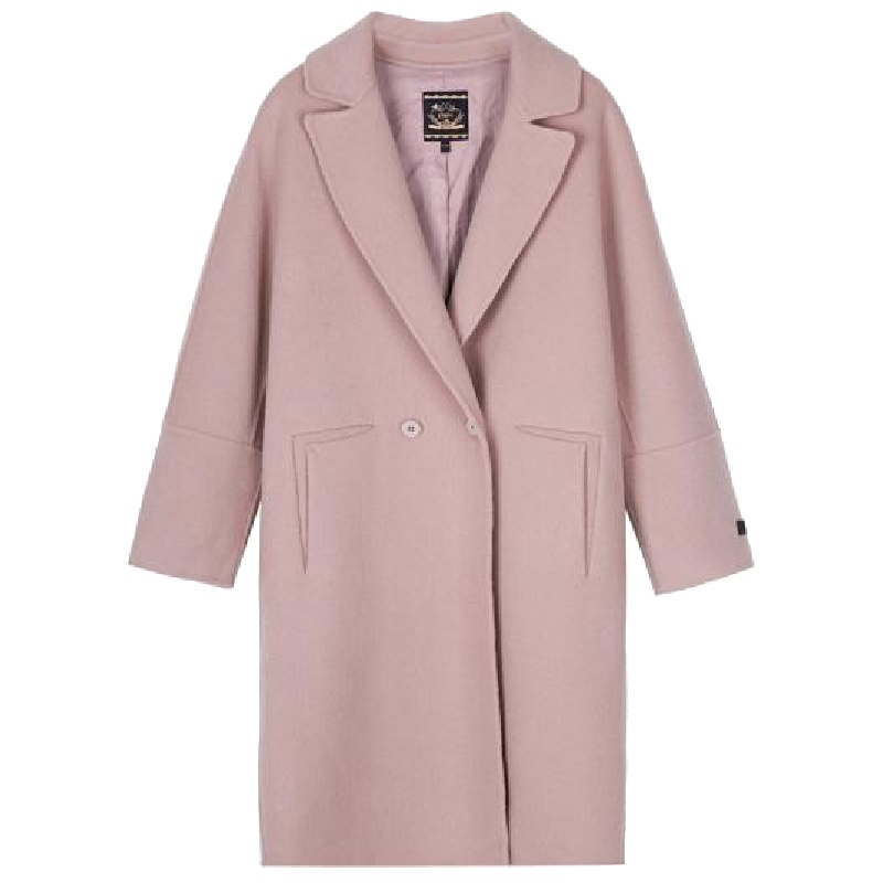 拉夏贝尔 全羊毛毛呢大衣女中长款秋冬季新款韩版修身呢子外套30084057