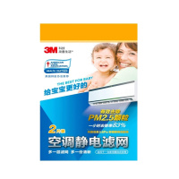 3M空调滤网空调静电过滤网 2片装 空气净化器除PM2.5除二手烟过滤宠物毛屑