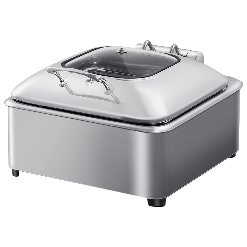 德玛仕(DEMASHI)自助餐炉布菲炉酒精灯炉 电加热翻盖餐炉1032B(304不锈钢 包围款 6L方形)