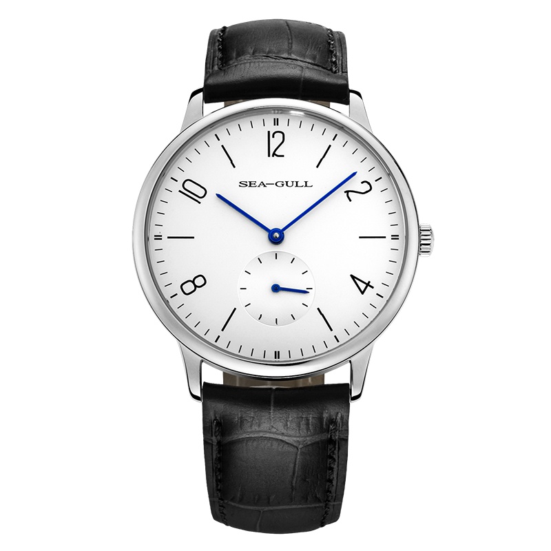 海鸥表(SEAGULL)情侣手表纤薄 机械表 612国民系列对款腕表防水商务皮带612对表 白盘阿数黑带 情侣系列