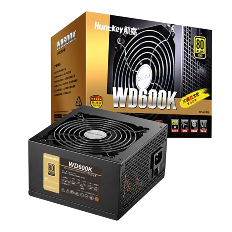 航嘉(Huntkey)金牌600W WD600K电脑电源(80PLUS金牌/单路45A/全电压/LLC+SR+DC)