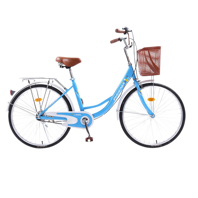 凤凰(Phoenix)24英寸女士自行车高碳钢单速公主车芭蕾普通自行车城市单车复古通勤自行车淑女男女学生代步车蝴蝶把