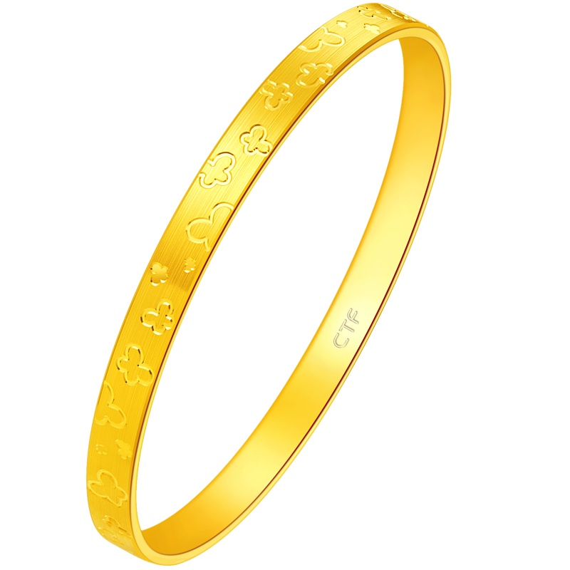 周大福婚嫁首饰蝴蝶足金金饰品手镯计价（工费628元）F209428