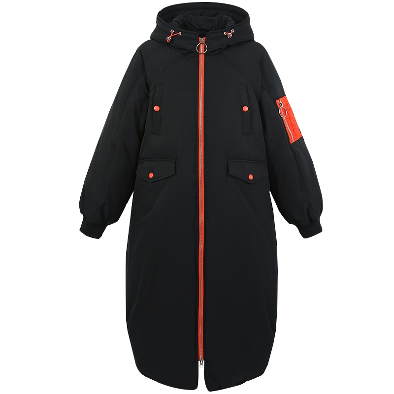 鸭鸭 冬新款大码女装韩版宽松羽绒服女中长款时尚潮长款过膝