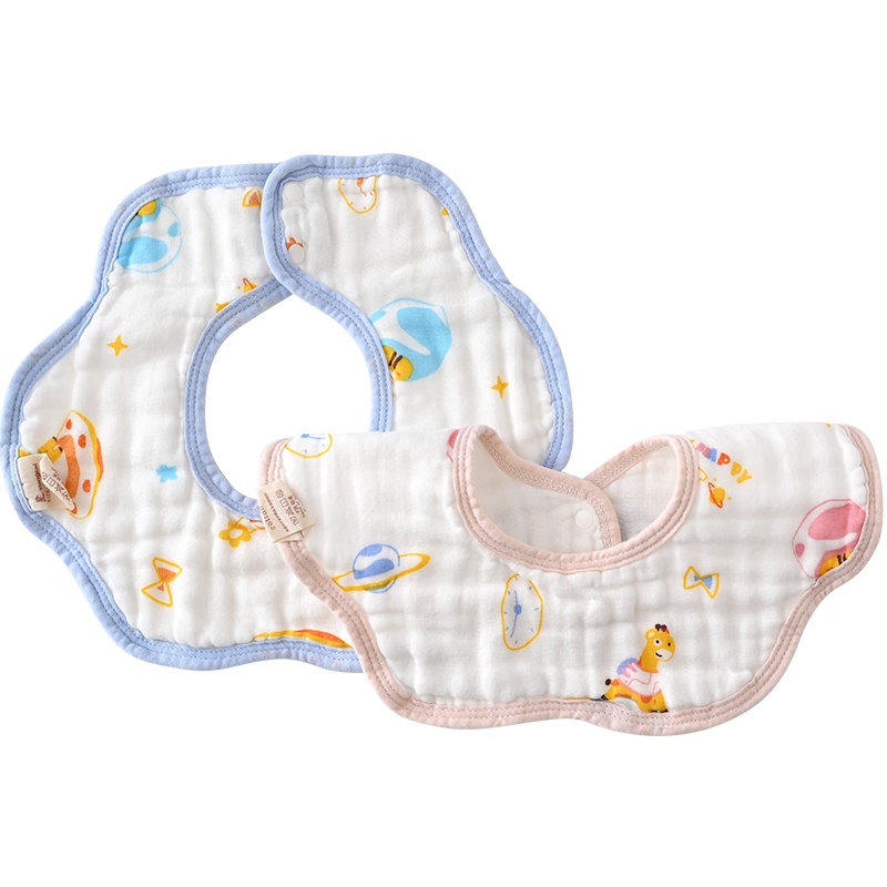 童泰(TONGTAI)2021年四季款新生婴儿男女宝宝用品配饰纯棉花瓣围嘴两件装婴儿围嘴
