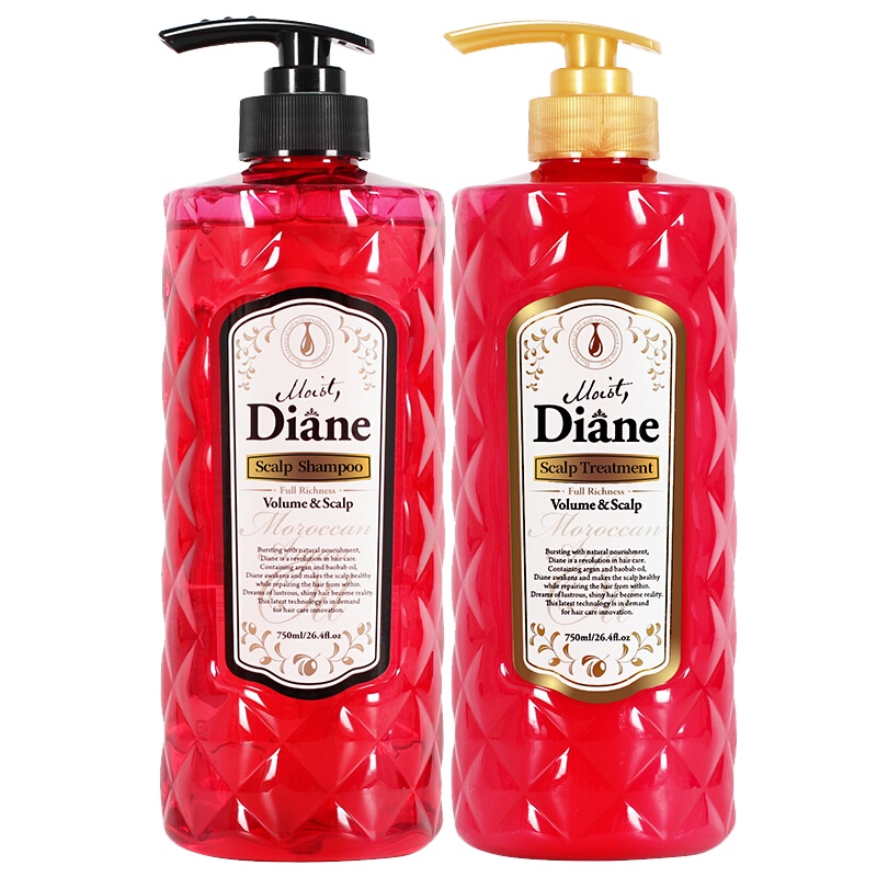 日本原装进口Moist Diane黛丝恩无硅油摩洛哥精油头皮养护洗护套750ml*2瓶