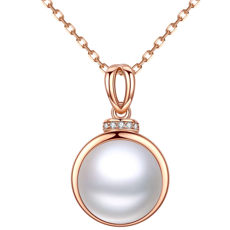 佰色传情(BRIR)淡水珍珠项链女S925纯银镀金韩版镶11-12mm超大淡水珍珠吊坠送母亲长辈自戴款生日母亲节礼物