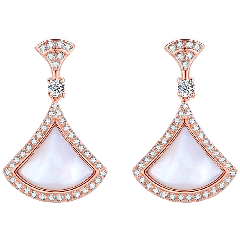 佰色传情BRIR耳钉女白贝母壳耳环高级感法式小裙子耳饰纯银