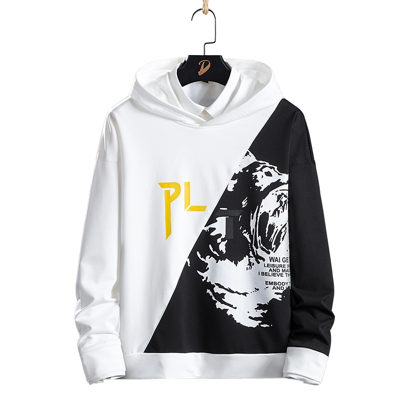 俞兆林(YUZHAOLIN)卫衣男潮ins春秋潮牌嘻哈宽松连帽衫拼接潮流百搭外套