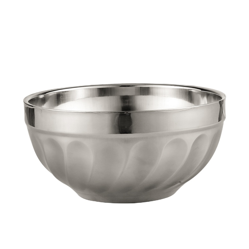 竞怡(jingyi) 双层 百合花碗直径12cm 不锈钢汤碗 银色 (单位:个)