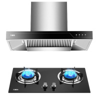 万家乐 烟灶厨电套餐装 18立方大风力欧式顶吸单抽油烟机 钢化玻璃单嵌入式灶具 天然气T1+IQL83B