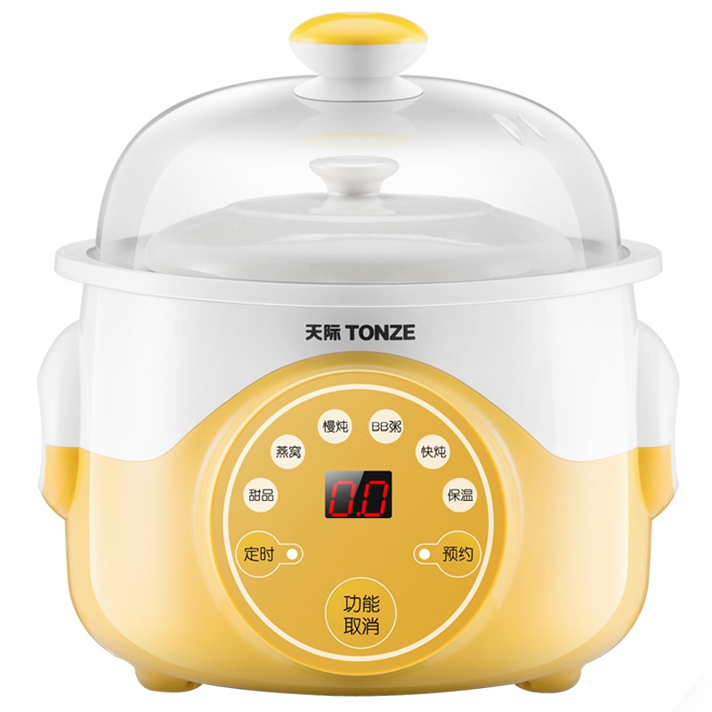 天际电炖锅 DGD10-10KWG-1 陶瓷内胆单胆宝宝锅煮粥煲汤锅BB辅食炖盅隔水炖锅全自动预约1L及以下/0.8升