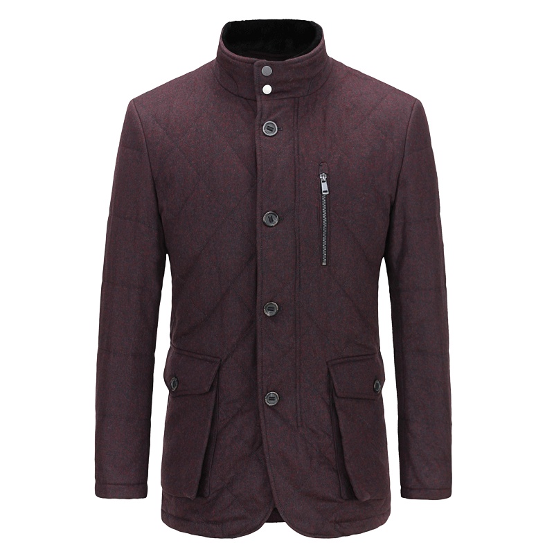 Youngor/雅戈尔秋冬新品男士商务休闲含羊毛暗红色棉茄克外套043MQY