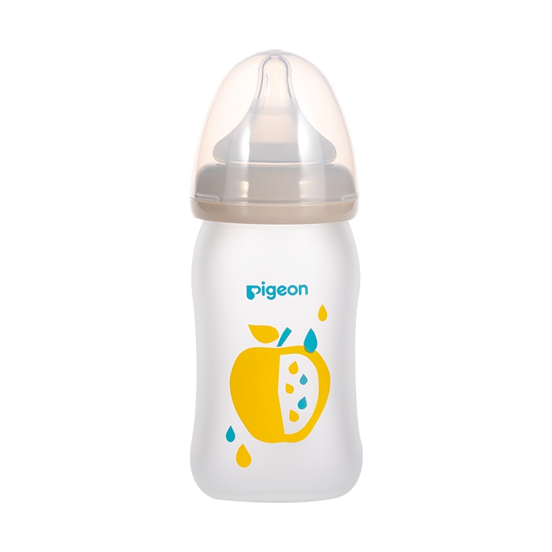 贝亲自然实感宽口径硅橡胶护层彩绘奶瓶160ml(苹果)-00549