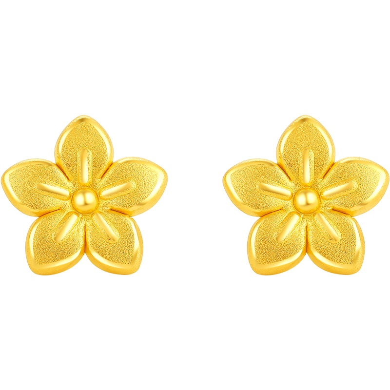 周大生定价价黄金耳饰 硬足金桃花耳饰耳钉女士质感耳钉送恋人生日