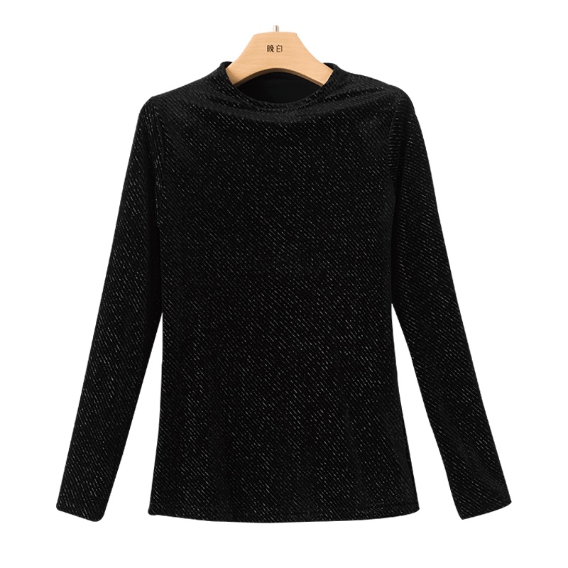 晚白2020冬季新品时尚简约百搭修身显瘦圆领长袖通勤打底衫T恤女