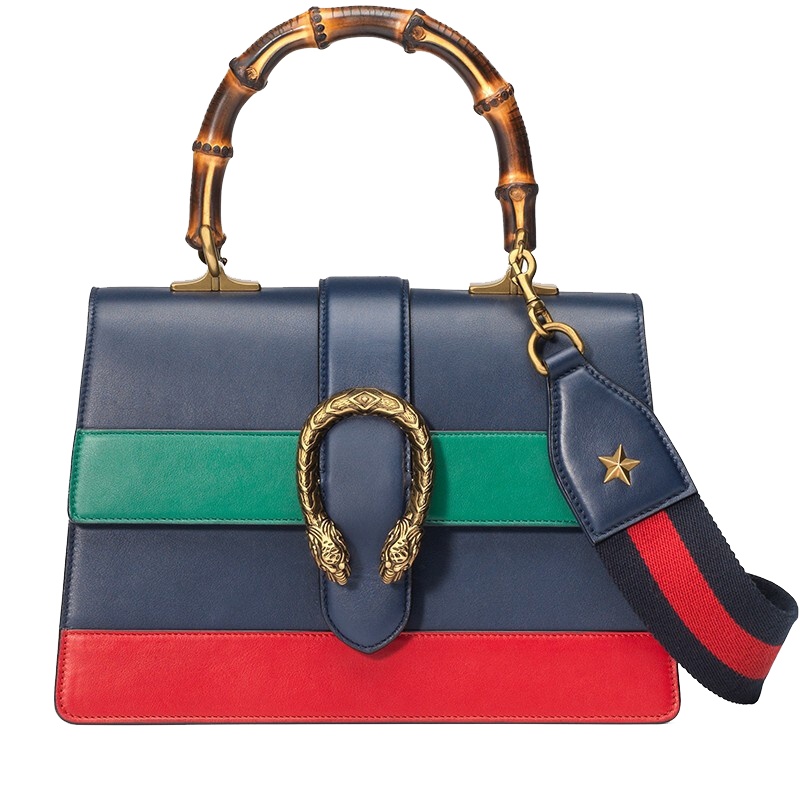 【海外直邮】GUCCI古驰女包Dionysus系列中号手提包蓝红绿色拼接单肩包斜挎包448075 CWLMT 8543