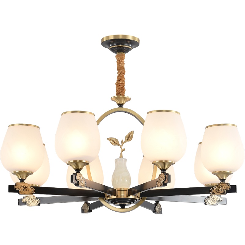 觅物 欧式全铜吊灯客厅灯餐厅书房卧室吊灯具美式乡村田园艺术设计大气陶瓷灯具别墅奢华复古灯饰