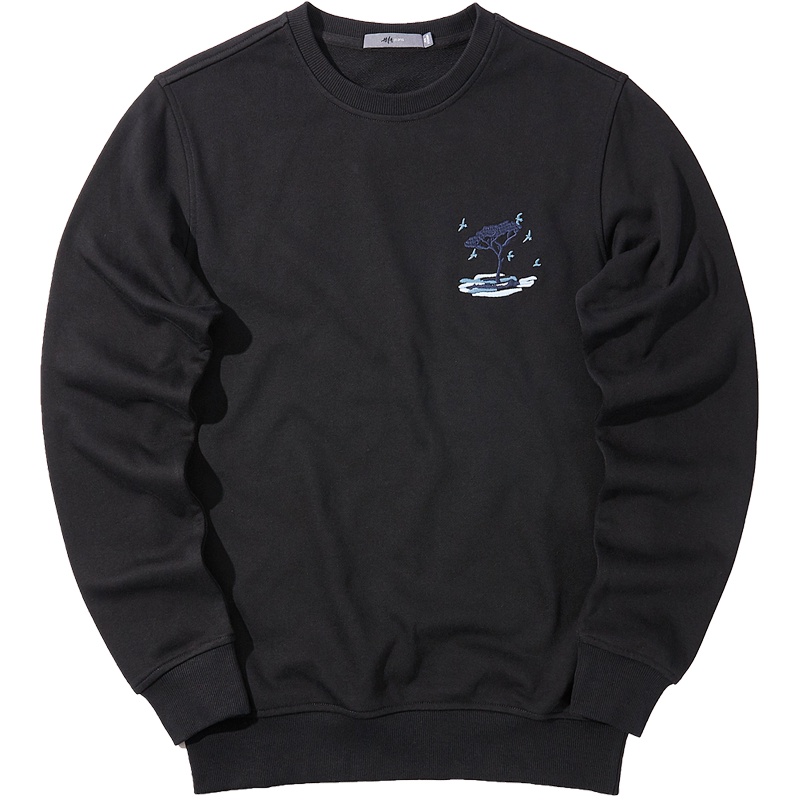 黑鲸刺绣圆领卫衣秋季男装后背大片刺绣套头衫男CNZWJ38049A