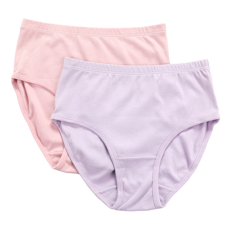 红豆居家Hodohome女式纯棉三角裤内裤女中腰全棉透气三角短裤（两条装）