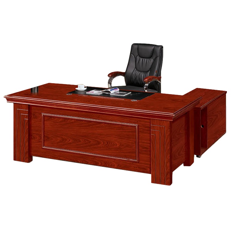 创世人 办公家具办公桌油漆贴实木贴皮老板桌主管桌经理桌含侧柜1600*800*760mm