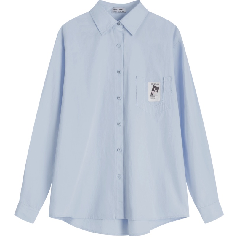 OtherMix天空色衬衫IP联名2021年新款春季衬衣女宽松长袖百搭上衣