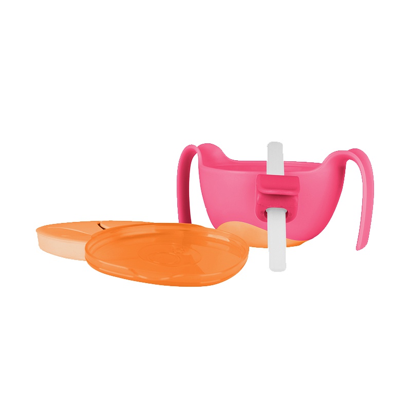 澳洲b.box儿童bbox三合一吸管碗宝宝零食碗 喝汤喝粥辅食餐具碗 红橙色