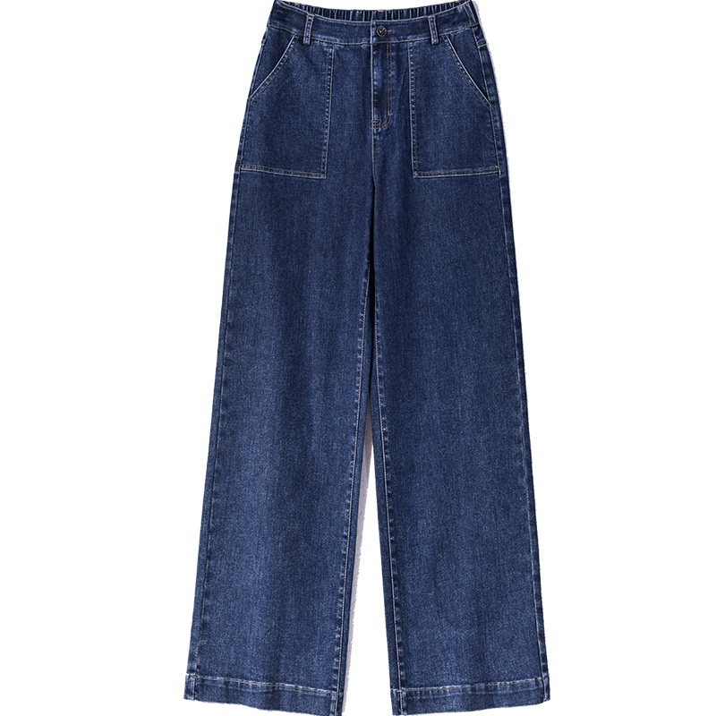 娅丽达高腰阔腿牛仔裤女2019秋季新款宽松拖地长裤大码直筒女裤I3174