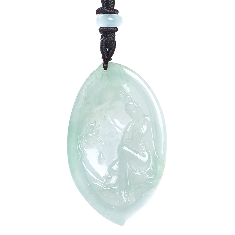 印象眸 翡翠观音吊坠 浅绿色莲花观音玉石孤品挂件 附送证书