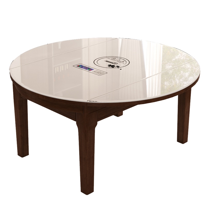 锐取 餐桌 岩板餐桌椅组合现代简约家用小户型钢化玻璃餐桌可伸缩折叠中式实木圆桌餐厅家具方圆两用饭桌