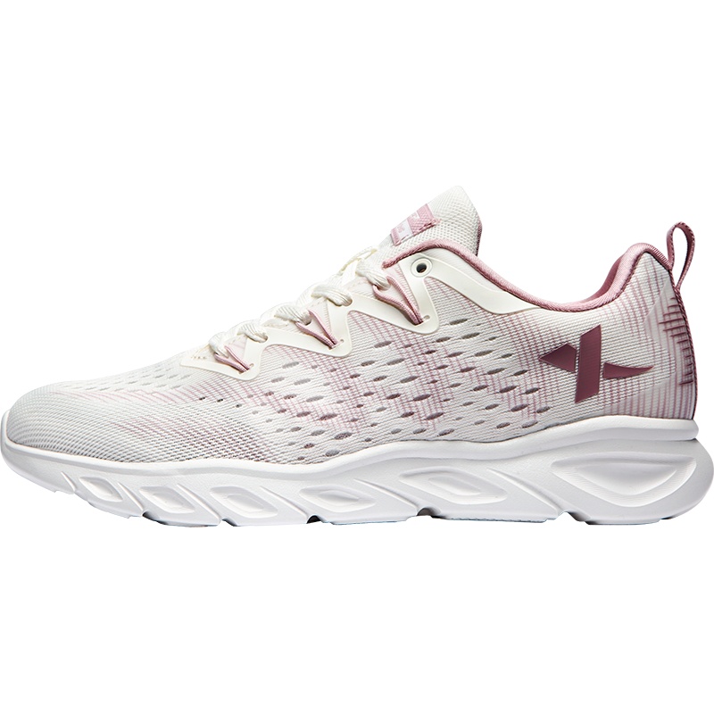 特步女鞋透气网面樱花粉休闲女士秋季潮鞋运动鞋健身旅游跑步鞋子