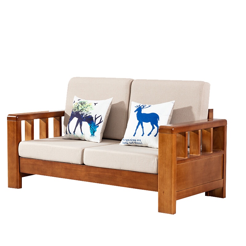 永格现代中式实木沙发组合农村别墅经济型小户型双人沙发