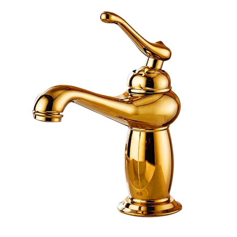 华中洁欧式厨房卫浴龙头仿古冷热玉石面盆水龙头全铜单把双控台下盆陶瓷片阀芯 洗漱台洗脸盆水龙头 防溅水