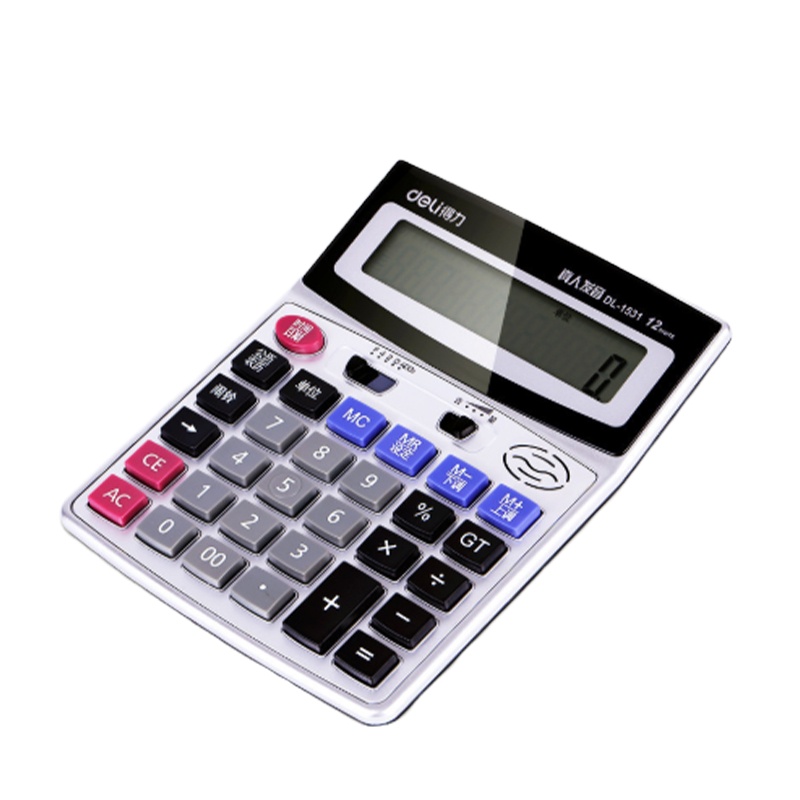 得力(deli) 1531语音计算器 银色 财务计算器LCD液晶显示 12位数大屏语音计算 办公时尚经典计算器 办公用品